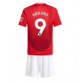 Manchester United Rasmus Hojlund #9 Hemmakläder Barn 2024-25 Kortärmad (+ Korta byxor)